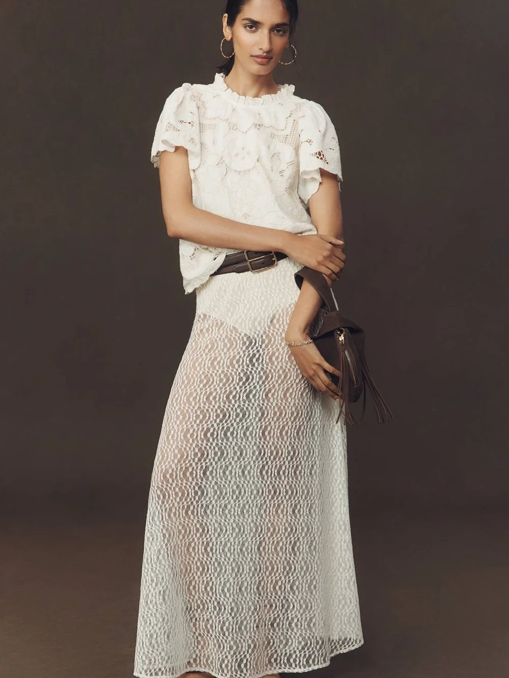 Anthropologie The Lainie High-Neck Lace Cutwork Blouse size XS